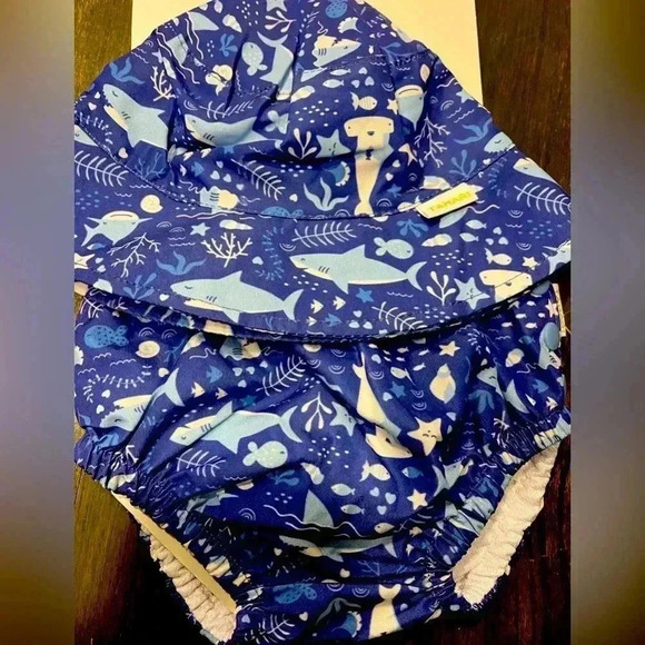 Tahari Baby UPF 50+ Ocean Theme Sun Hat & Swim Diaper Set‎ Marine Print D33 - Picture 3 of 5